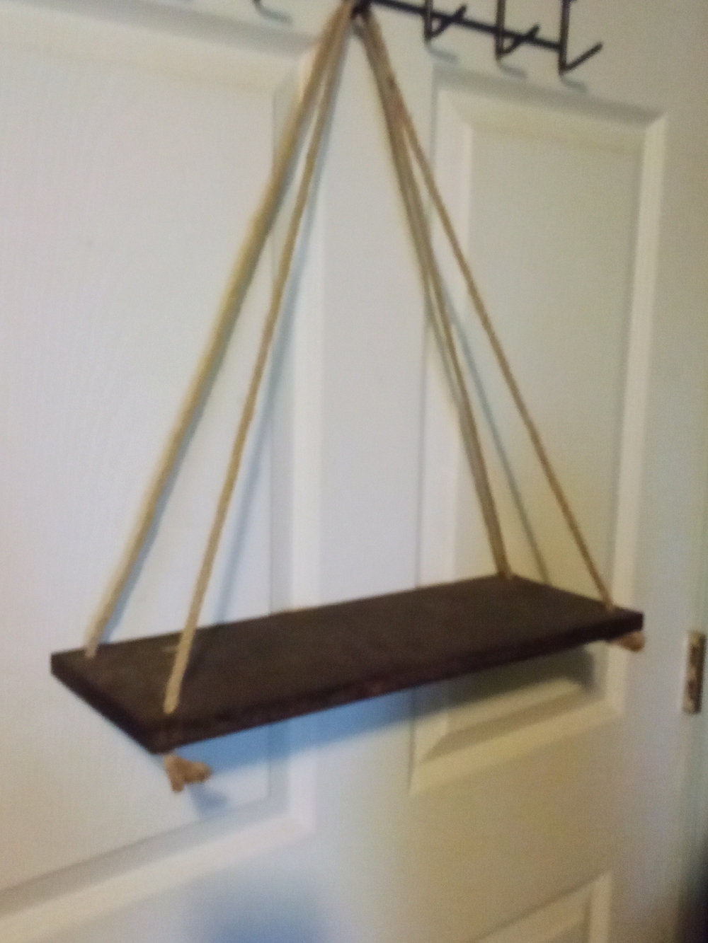 Rustic Brown Hanging Rope Shelf - Home Wall Decor